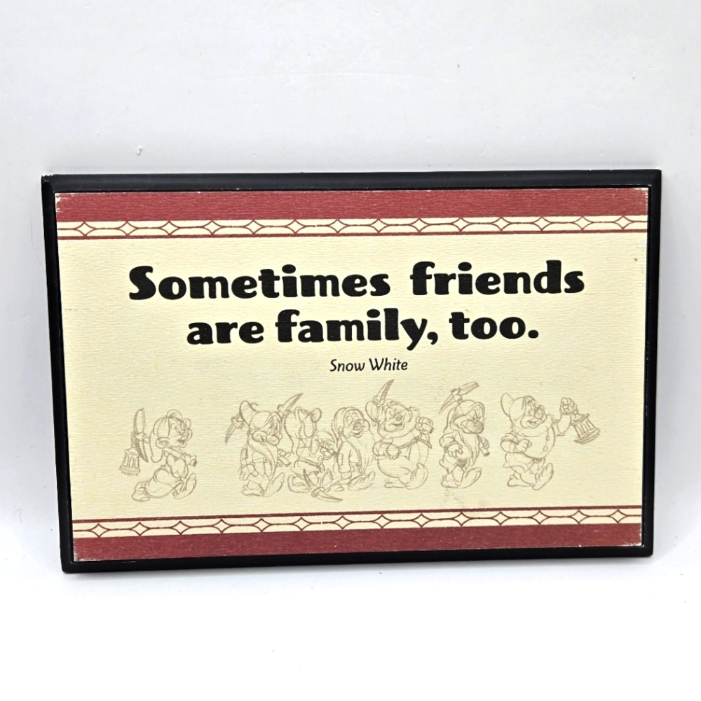 Disney Snow White Wooden Wall Plaque Art 5"X8" Sometimes Friends Are Family Too